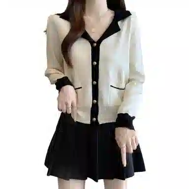 沐晓欣 适中合身翻领长袖针织衫 女款