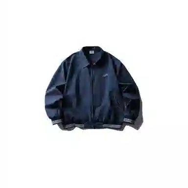 【dme】 美式简约复古水洗刺绣翻领外套男春秋潮牌街头宽松情侣百搭舒适休闲拉链上衣夹克 男女同款