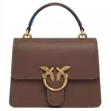 PINKO Love Bag Small Brown Leather Tote