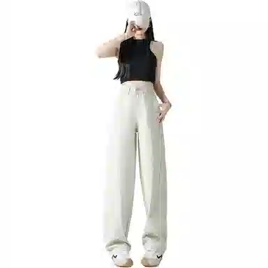 淑好百 宽松阔腿裤时尚中腰牛仔裤 女款