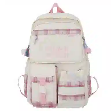 醇龙 撞色格子设计时尚百搭简约轻便通勤大容量 尼龙 双肩包 常规 男女同款情侣款 多色