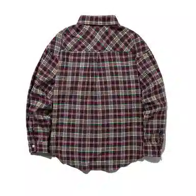 【dme】 美式复古重磅通勤宽松撞色格子慵懒衬衫 男女同款