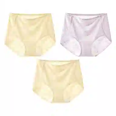 二三二三 新中式浮雕中腰纯色女士轻薄透气亲肤柔软不闷汗防夹臀百搭日常无痕舒适短裤组合装 三角内裤 女款