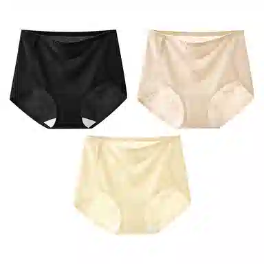 二三二三 新中式浮雕中腰纯色女士轻薄透气亲肤柔软不闷汗防夹臀百搭日常无痕舒适短裤组合装 三角内裤 女款