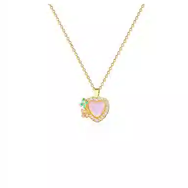 冠饰婵 甜心蝶语 甜美少女心 爱心配双蝴蝶造型 微镶 精致百搭 平平安安万事胜意#好运 琉璃 项链 女款