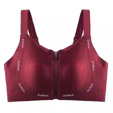 二三二三 粉底液无痕舒适内衣聚拢防下垂收副乳前拉链易穿脱呼吸感美背时尚百搭日常无钢圈可调节肩带文胸 女款