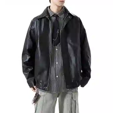 【复古美式PU皮衣】布客行 飞行员教练服美拉德港风机能高街休闲轻奢老钱风高级痞帅翻领落肩袖韩版工装百搭防风防泼水夹克 男女同款