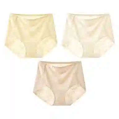 二三二三 新中式浮雕中腰纯色女士轻薄透气亲肤柔软不闷汗防夹臀百搭日常无痕舒适短裤组合装 三角内裤 女款