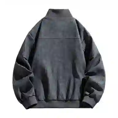 快鱼 美式复古高街纯色大码立领宽松外套拼接结构设计日常通勤百搭潮流皮衣 男女同款