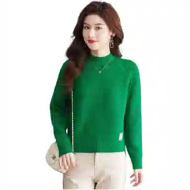 恒源祥 时尚简约休闲气质半高领纯色打底衫女长袖针织衫 女款