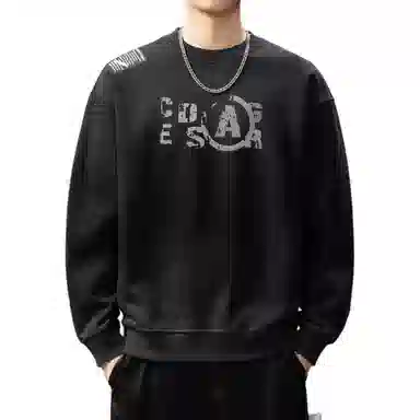 贵色 日系复古渐变水洗脏染创意设计圆领长袖运动学院风高街潮流痞帅休闲日常穿搭上衣卫衣 男女同款