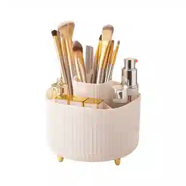 悦语实用美妆 防尘 多功能旋转笔筒化妆品收纳盒轻奢圆形化妆刷大容量桌面收纳盒