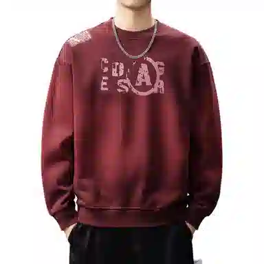 贵色 日系复古渐变水洗脏染创意设计圆领长袖运动学院风高街潮流痞帅休闲日常穿搭上衣卫衣 男女同款