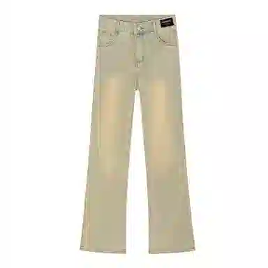 【显高显瘦显腿长】布客行 高街弹力微喇免烫重工水洗做旧美式复古长裤子阔腿宽松休闲百搭纯色柔软舒适学院风牛仔裤 男女同款