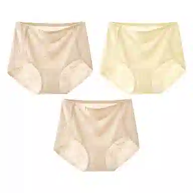 二三二三 新中式浮雕中腰纯色女士轻薄透气亲肤柔软不闷汗防夹臀百搭日常无痕舒适短裤组合装 三角内裤 女款