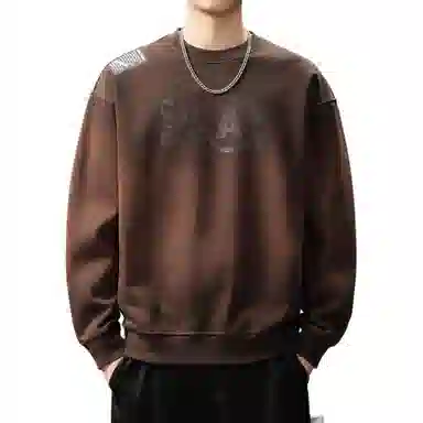 贵色 日系复古渐变水洗脏染创意设计圆领长袖运动学院风高街潮流痞帅休闲日常穿搭上衣卫衣 男女同款