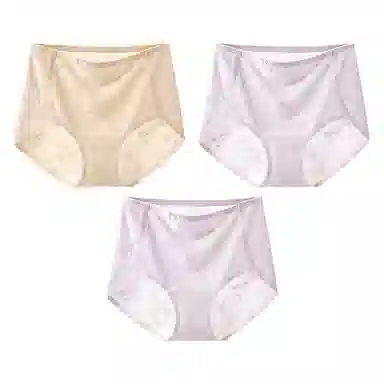 二三二三 新中式浮雕中腰纯色女士轻薄透气亲肤柔软不闷汗防夹臀百搭日常无痕舒适短裤组合装 三角内裤 女款