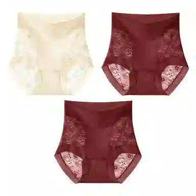 二三二三 美式性感镂空蕾丝花纹透气吸汗亲肤舒适高腰轻塑时尚百搭纯欲三角内裤 女款
