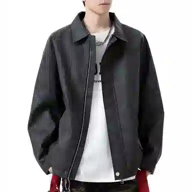 【复古美式扎染PU皮衣】布客行 机能风飞行员教练服美拉德港风高街休闲轻奢老钱风痞帅翻领落肩袖韩版百搭防风防泼水工装夹克 男女同款