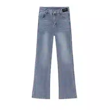 【显高显瘦显腿长】布客行 高街弹力微喇免烫重工水洗做旧美式复古长裤子阔腿宽松休闲百搭纯色柔软舒适学院风牛仔裤 男女同款