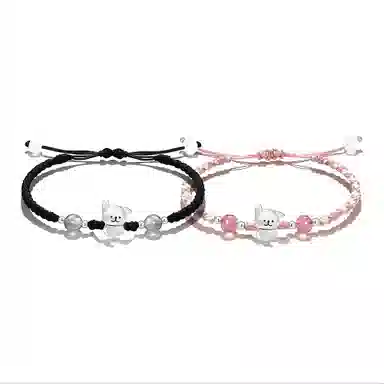 【999银】 絮物 竖耳小狗款国潮新中式纯手工编织小众简约设计甜美轻奢百搭新中式高级感出游吸睛神器#好运 织物 手绳 男女同款情侣款