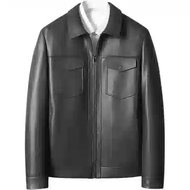 高档柔软山羊皮打造的时尚商务休闲通勤真皮夹克外套皮衣 男款