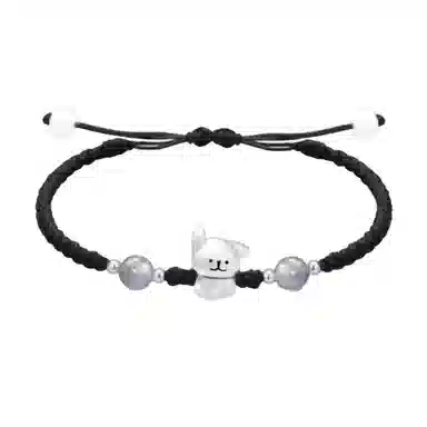 【999银】 絮物 竖耳小狗款国潮新中式纯手工编织小众简约设计甜美轻奢百搭新中式高级感出游吸睛神器#好运 织物 手绳 男女同款情侣款