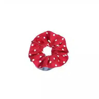 水中玉 牛仔蓝波点褶皱大肠发圈头花超仙双面肥肠圈丸子头扎发发绳 布艺 头绳 女款