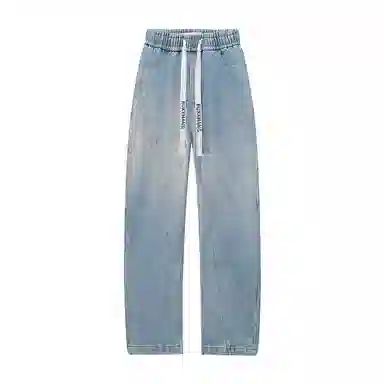 【美式弯刀直筒】布客行 纯色双侧不对称接设计基础款港风潮牌高街宽松大码舒适显高修饰腿型小众百搭通勤长裤子牛仔裤 男女同款