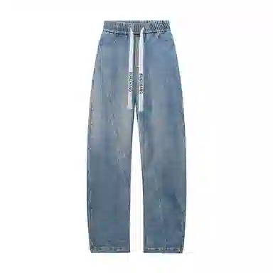 【美式弯刀直筒】布客行 纯色双侧不对称接设计基础款港风潮牌高街宽松大码舒适显高修饰腿型小众百搭通勤长裤子牛仔裤 男女同款