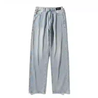 【显高显瘦直筒】布客行 美式复古基础款渐变色水洗做旧设计感长裤子港风大码高街潮牌亲肤舒适痞帅通勤学院风牛仔裤 男女同款