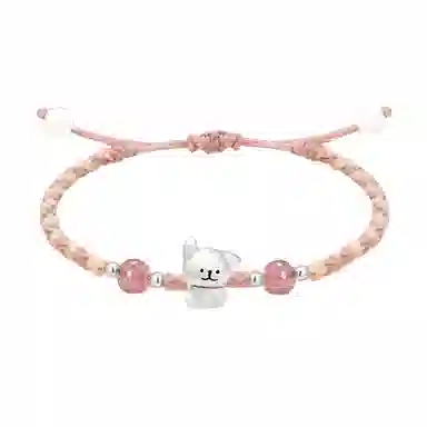 【999银】 絮物 竖耳小狗款国潮新中式纯手工编织小众简约设计甜美轻奢百搭新中式高级感出游吸睛神器#好运 织物 手绳 男女同款情侣款