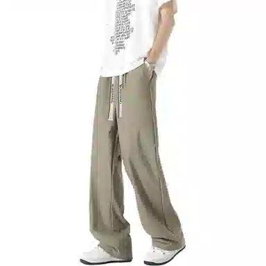 【四季可穿显高显瘦】布客行 美式复古高街纯色抽绳系带松紧腰长裤子港风宽松大码直筒阔腿百搭柔软显腿长学院风秋季休闲裤 男女同款