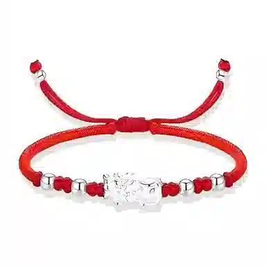 【999银】 絮物 国潮新中式设计感个性转运貔貅手工编织时尚百搭出游新宠吸睛神器百福具臻#好运 织物 手绳 男女同款情侣款