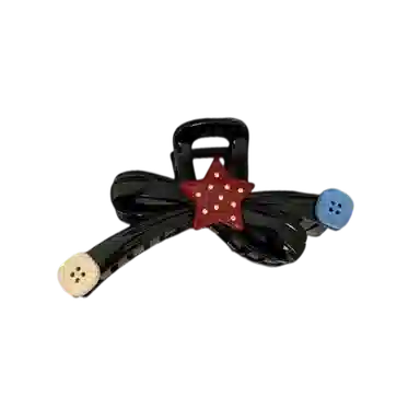 希铃 趣味撞色波点星星纽扣大号蝴蝶结抓夹#好运 亚克力 发夹 女款