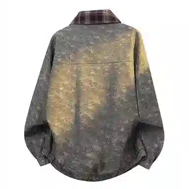 红蜻蜓 美式复古格纹徽章涂鸦数字字母印花宽松百搭舒适防风保暖休闲棒球服翻领外套夹克 男女同款