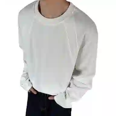 悍戈 美式高街解构拼接纯色简约风套头长袖内搭卫衣 男女同款