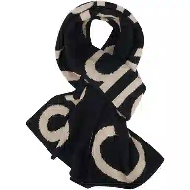 Calvin Klein Jacquard Wool Scarf Black