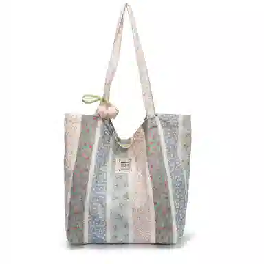 度森袋鼠 韩系花朵小清新文艺旅游 帆布 托特包单肩包 常规 女款 粉红色/蓝色