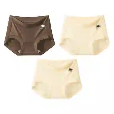 二三二三  纯色小行星无痕丝滑巧克力内裤深色系亲肤柔软舒适透气防夹臀裤简约日常百搭时尚短裤组合装三角内裤 女款