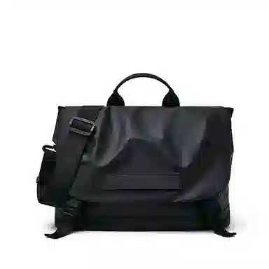 老人头 潮流简约纯色小众设计轻便出行日常通勤 织物 斜挎手提包 男款 黑色