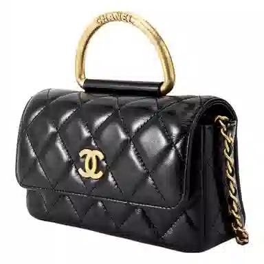 CHANEL 23S Vintage Handle Chain Bag Black