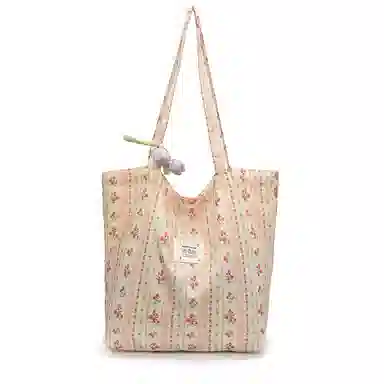 度森袋鼠 韩系花朵小清新文艺旅游 帆布 托特包单肩包 常规 女款 粉红色/蓝色