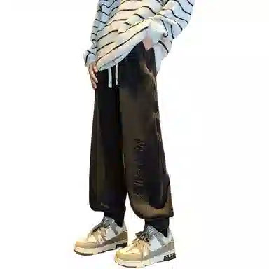 顶峰保罗 美式潮牌字母宽松运动加绒裤子无性别主义高级感秋季穿搭显高显瘦潮流百搭休闲裤 男女同款