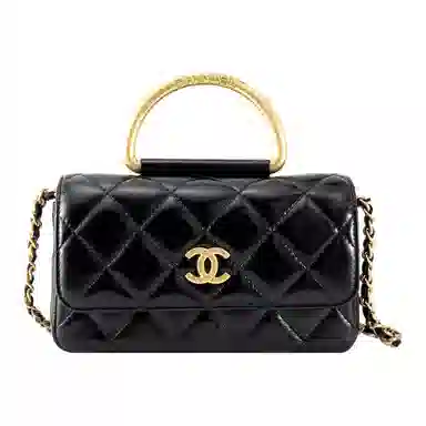 CHANEL 23S Vintage Handle Chain Bag Black