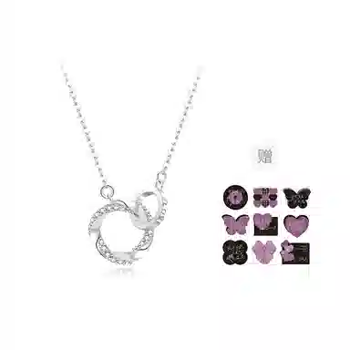 【999足银纯银  环环相扣】 福韵金 六桂福珠宝 莫比乌斯轻奢浪漫精致闪耀经典百搭小众设计时尚简约锁骨链 银 项链 女款