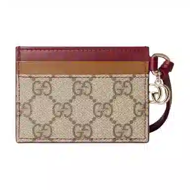 Gucci GG Supreme Dog Canvas Cardholder Beige Brown