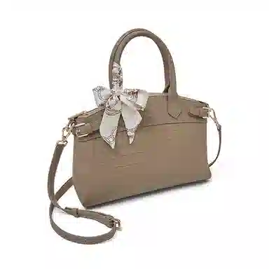 老人头 时尚通勤百搭优雅大气单肩斜挎 牛皮革拼合成革 手提包 常规 女款 黑色/灰色