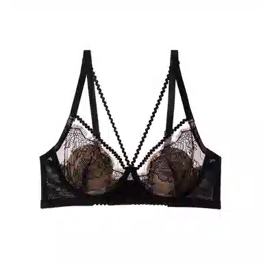 内在密码 大胸显小胸内衣女夏薄款性感蕾丝软钢圈防下垂聚拢纯欲法式文胸 女款
