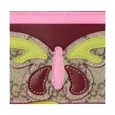 Gucci GG Supreme Butterfly Card Holder Beige Brown